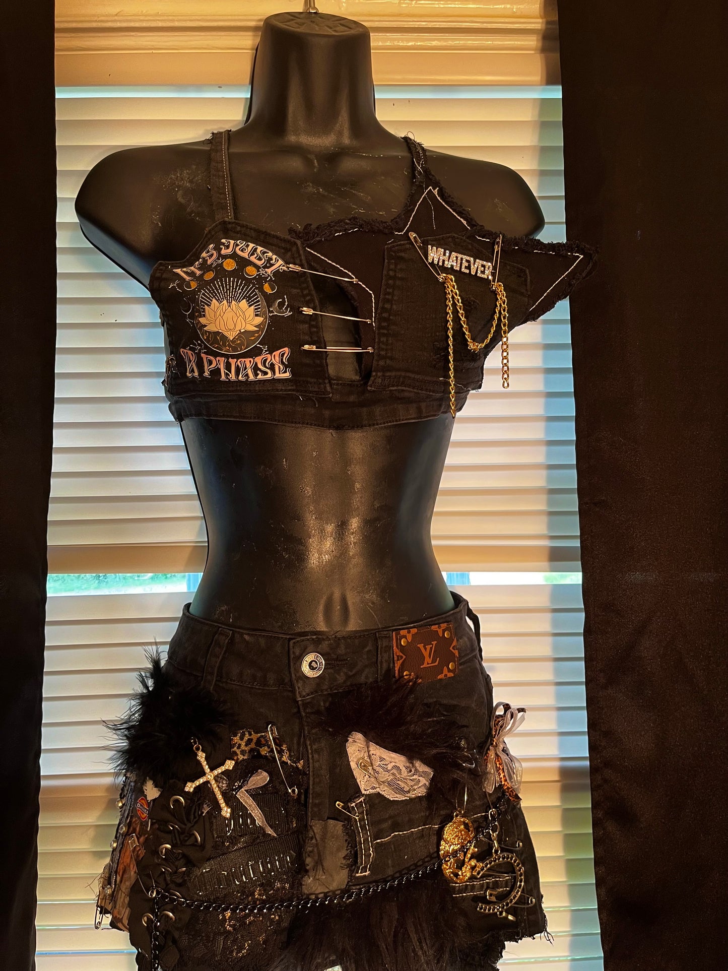 Black star denim set